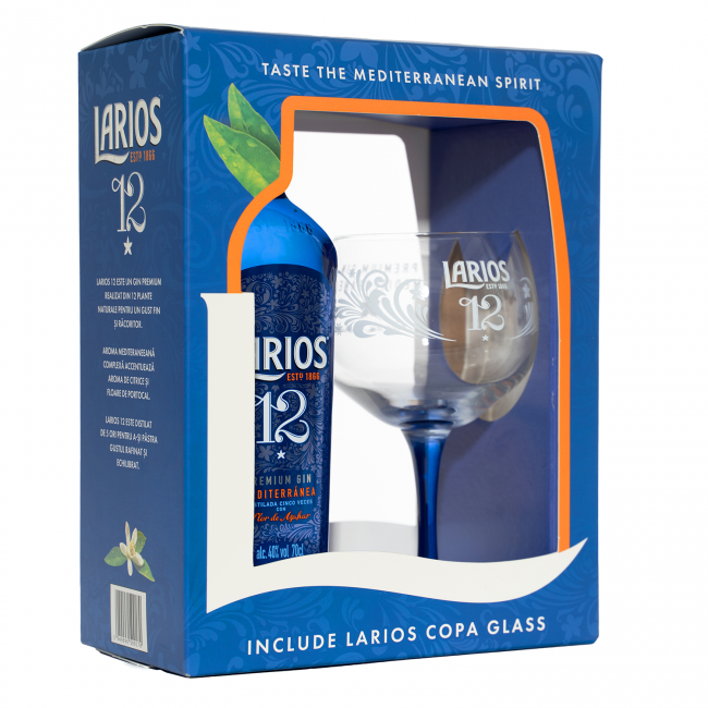 Larios 12 Gin 0.7L - Cutie cu pahar