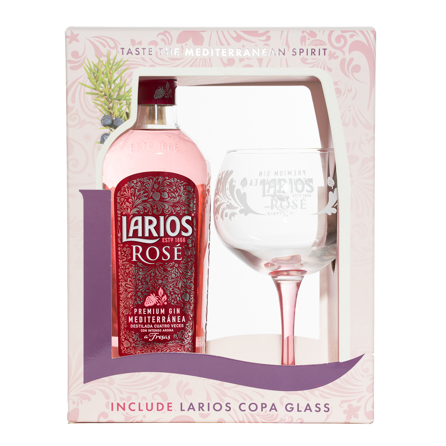 Larios Gin Rose 0.7L SGR - Cutie cu pahar