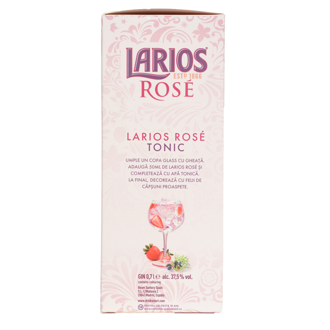 Larios Gin Rose 0.7L SGR - Cutie cu pahar Larios Gin Rose 0.7L SGR - Cutie cu pahar